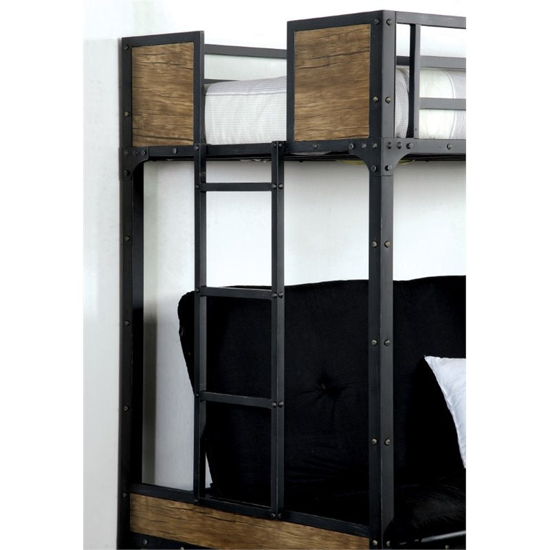 Idella Industrial Metal Loft Bed with Futon Base