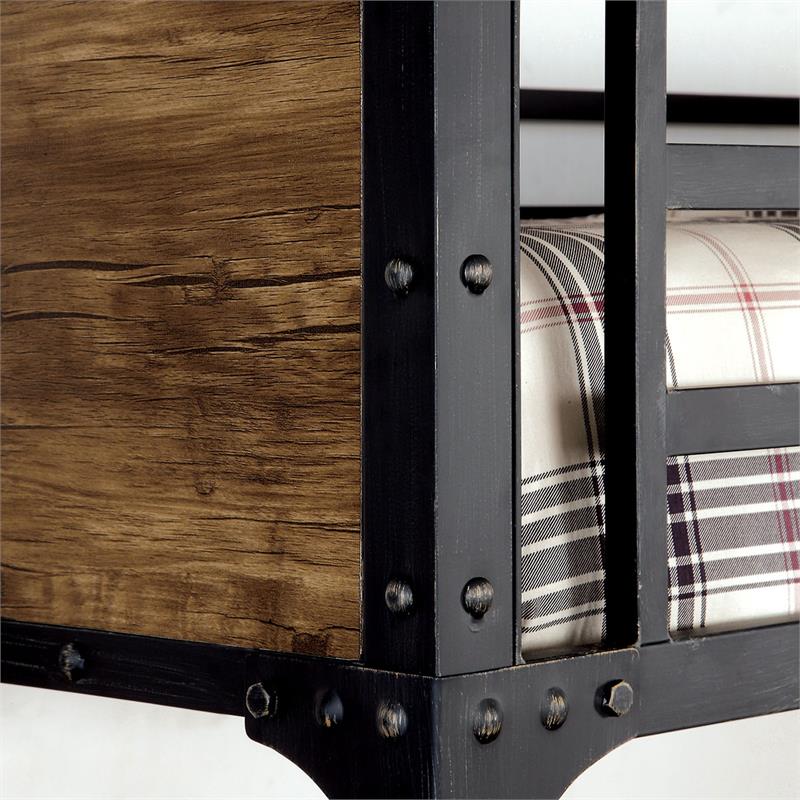 Idella Industrial Metal Loft Bed with Futon Base