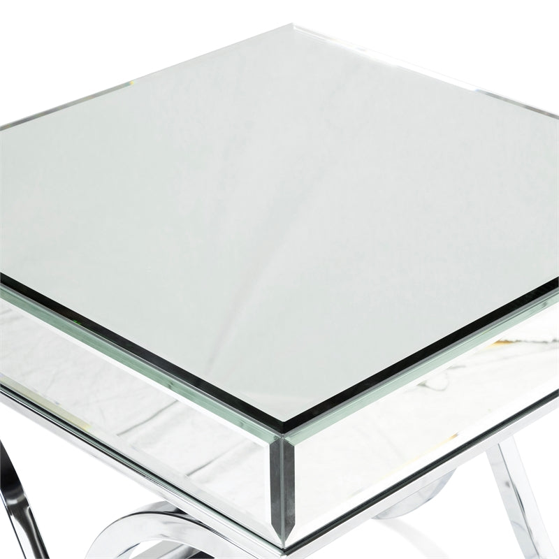 Lorrisa Contemporary Glass Top End Table in Chrome