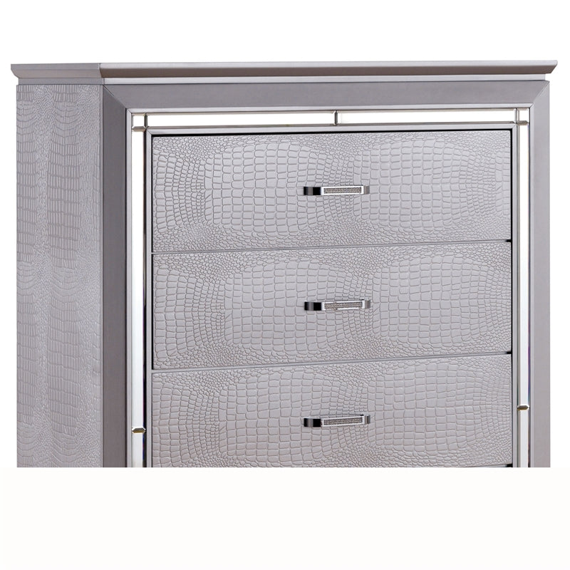 Balitoria Contemporary 5-Drawer Chest in Silver