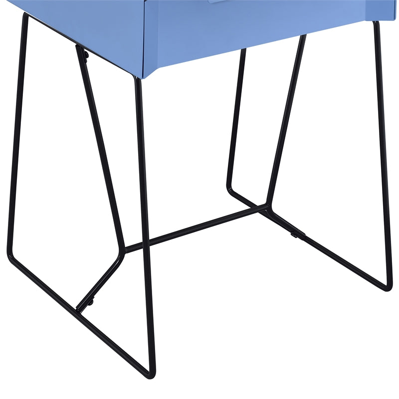 Erika Mid-Century Modern 1-Drawer End Table in Blue