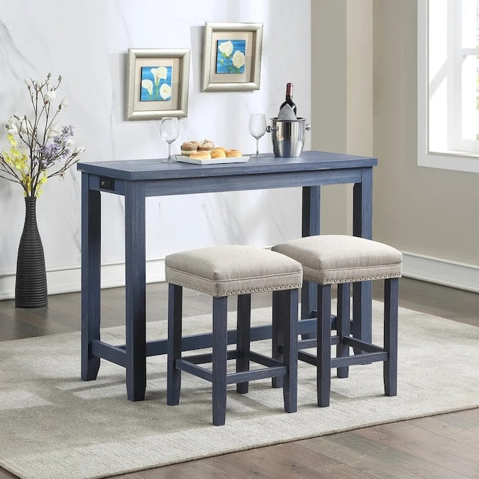 Sabana 3-Piece Counter Height Dining Set in Antique Blue