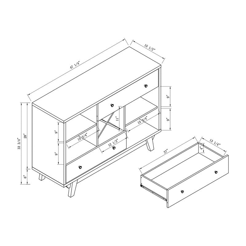 Tannery Multi-Storage Buffet in White Oak and Gray