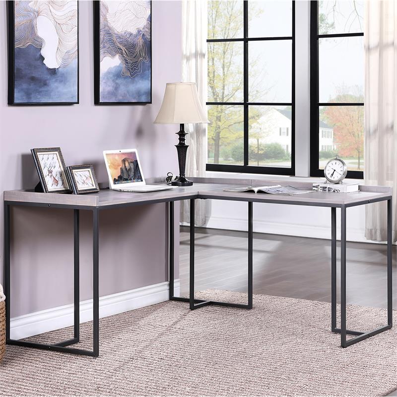 Timor L-Desk with USB Plug in Antique Gray