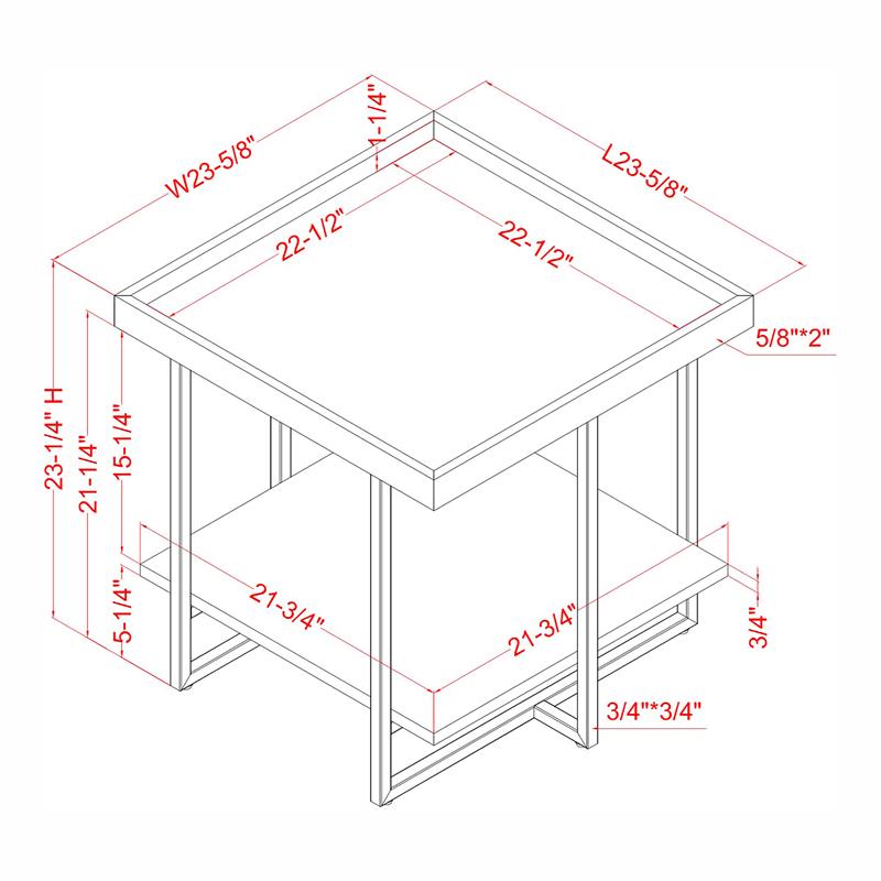 Prakers 1-Shelf End Table