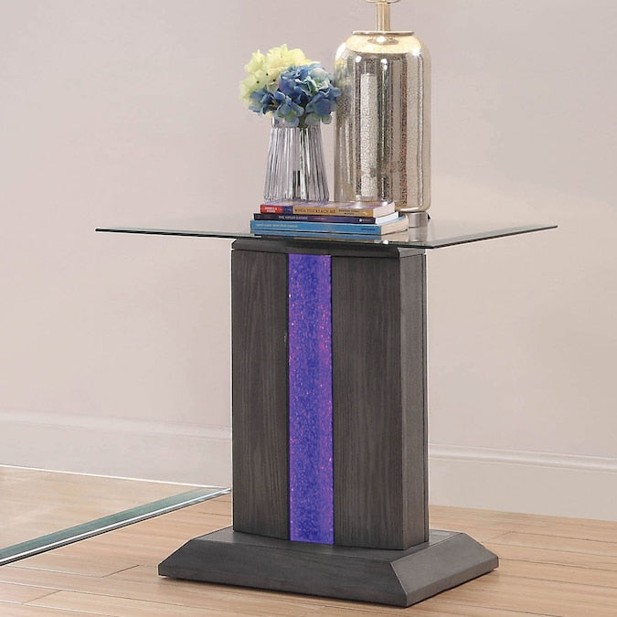 Lillon Contemporary Glass Top End Table