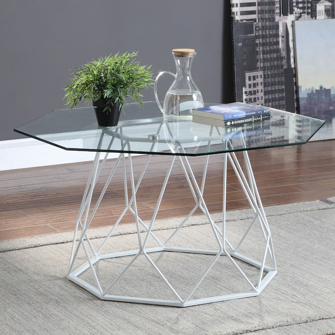 Growder Glass Top Coffee Table in White