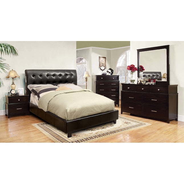 Teflo Contemporary Faux Leather Platform Bed