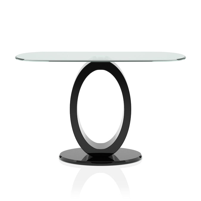 Lyndie Contemporary Glass Top Console Table in Black