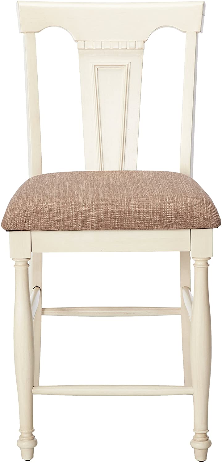Barbara Cottage Padded Counter Height Chairs in Cherry and White (Set of 2)