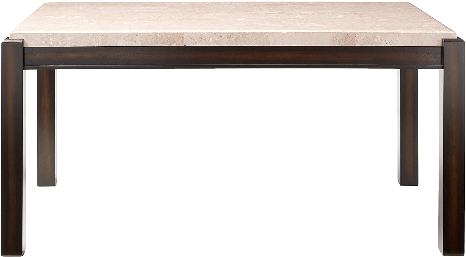 Rumie Contemporary Marble Top Dining Table in White and Dark Walnut