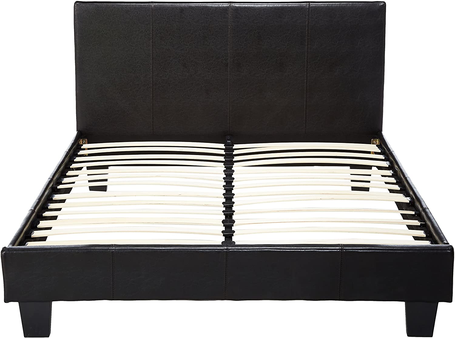 Ameena Contemporary Faux Leather Queen Platform Bed in Espresso