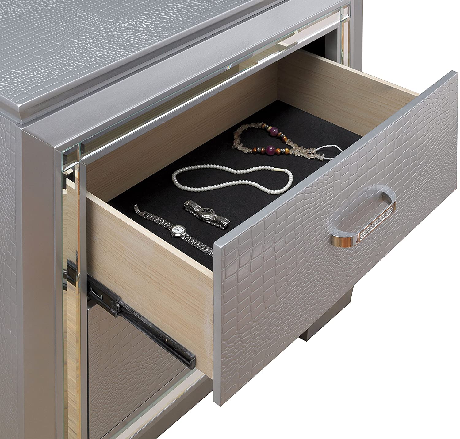 Balitoria Contemporary 2-Drawer Nightstand in Silver