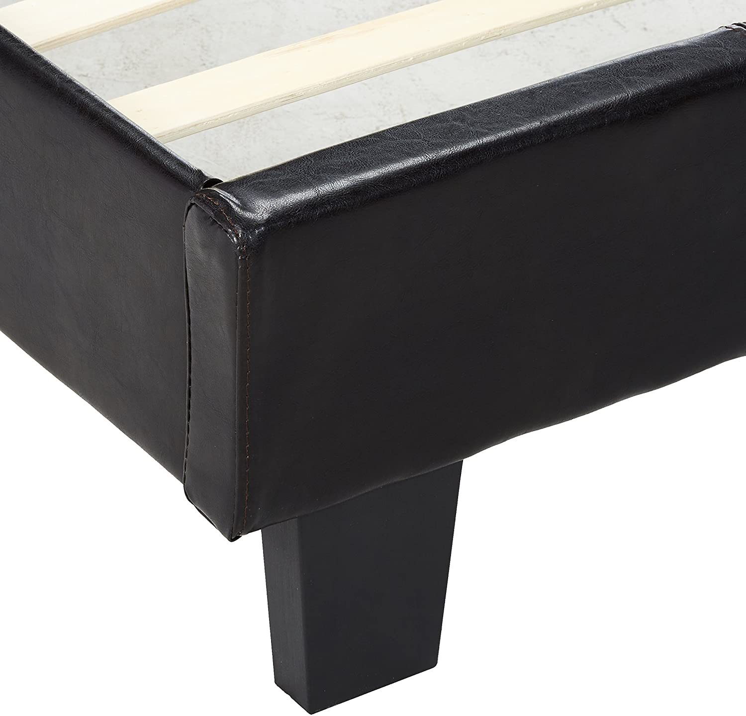 Ameena Contemporary Faux Leather Queen Platform Bed in Espresso