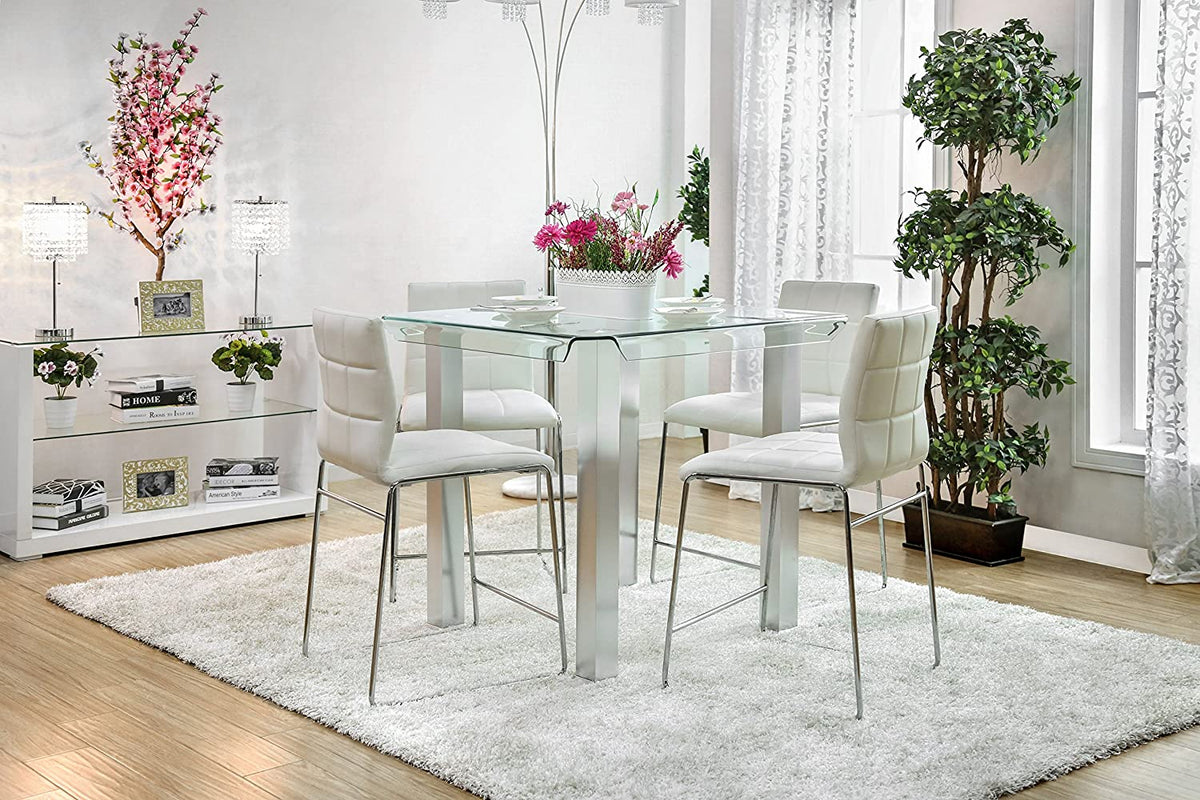 Goren Contemporary Glass Top Counter Height Table