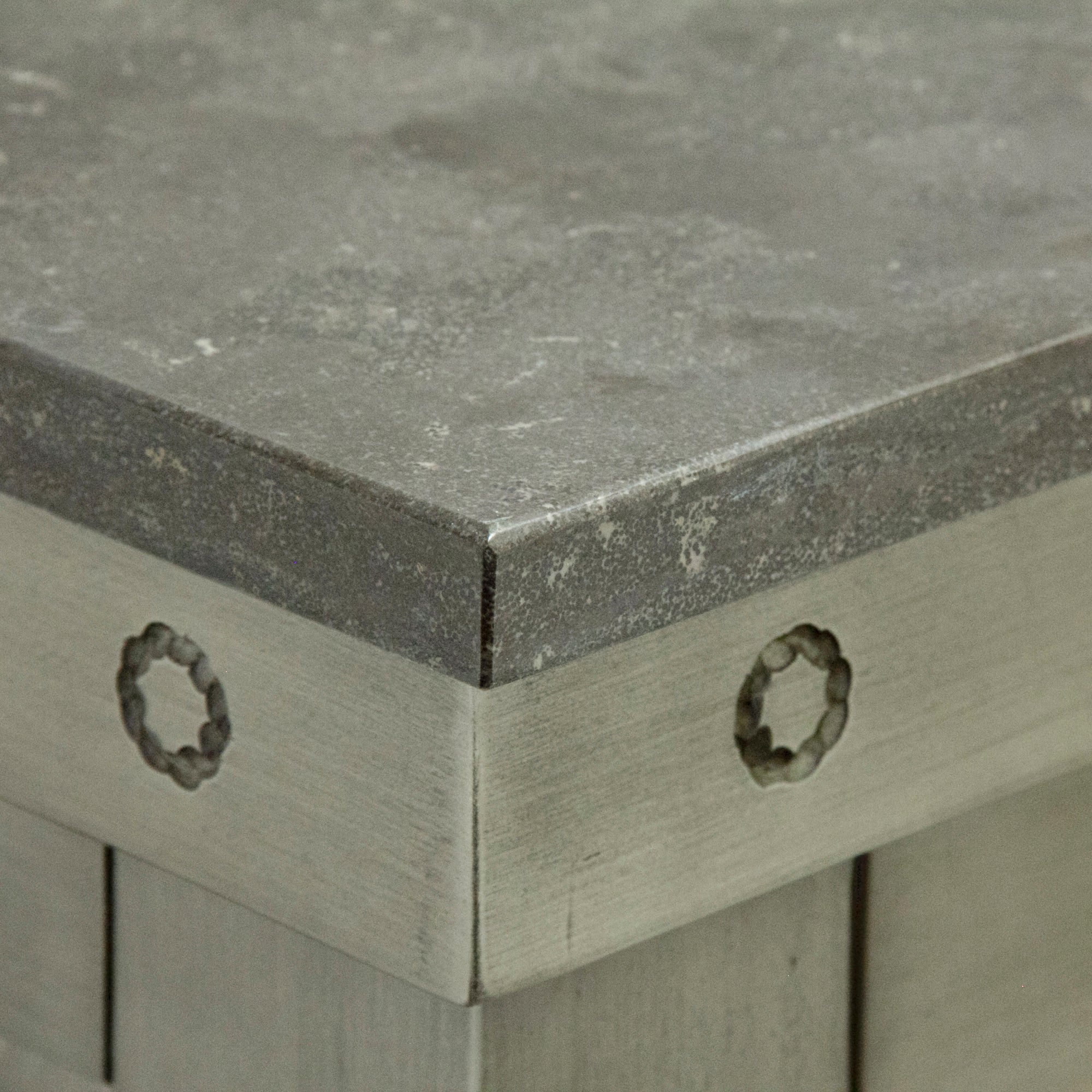 60 Inch Grizzle Grey Double Sink Bathroom Vanity With Mirror And Faucets With Blue Limestone Counter Top