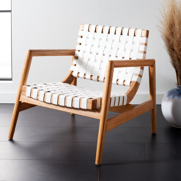 Bellona Elegant and Comfortable Leather Woven Accent Chair | Natural