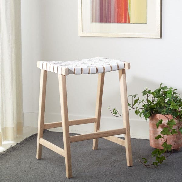 Abreu Rectangle Counter Stool - Natural & White