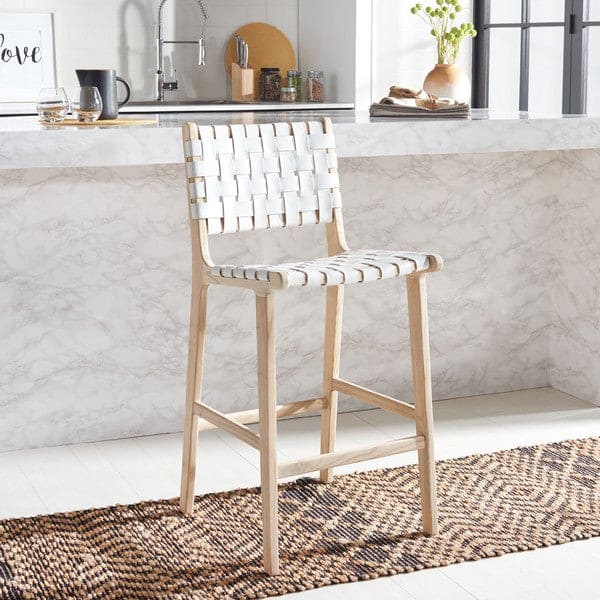 Adah Leather Counter Stool - Stylish Coastal Design