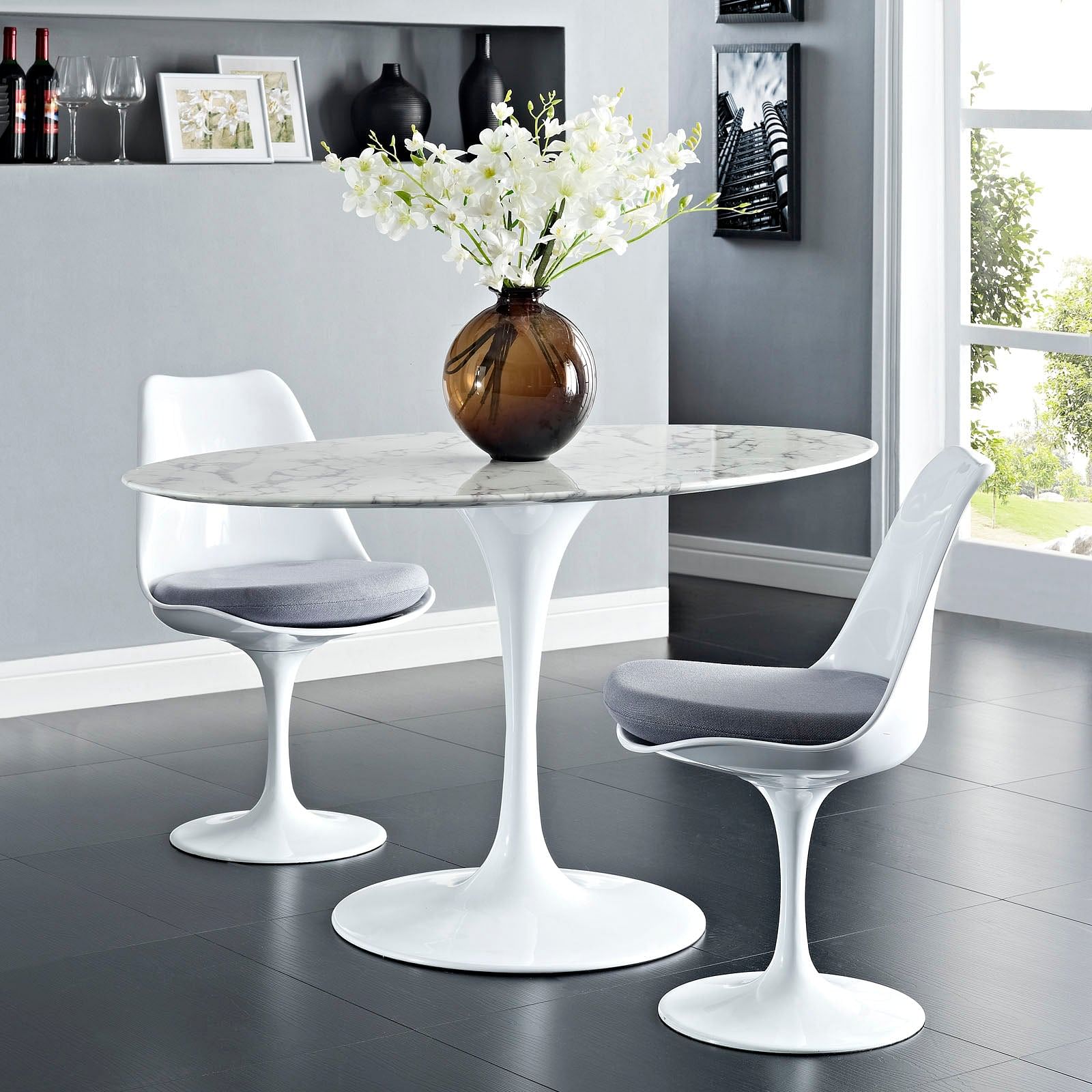 Lippa 54" Oval Artificial Marble Dining Table