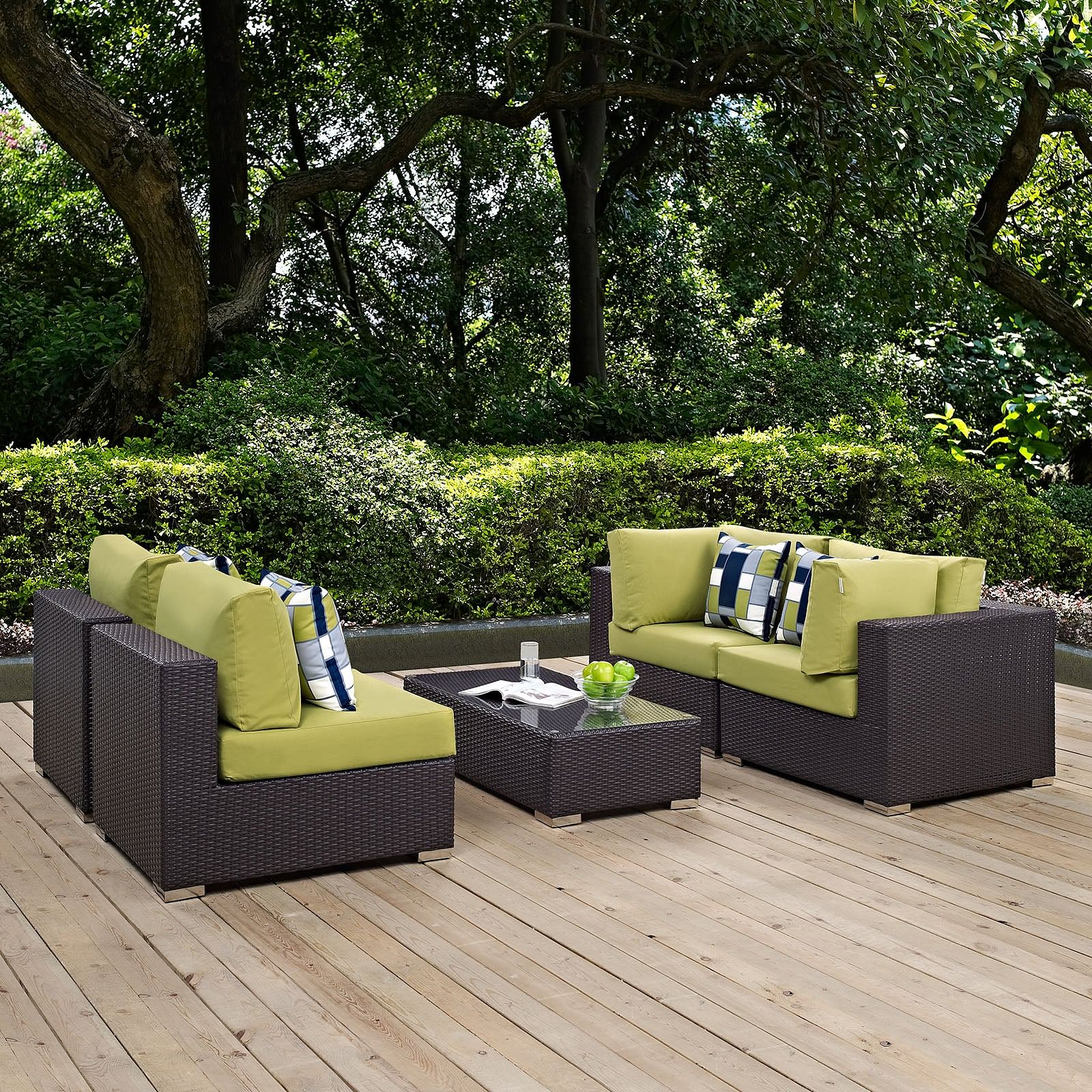 Convene 5 Piece Outdoor Patio Sectional Set