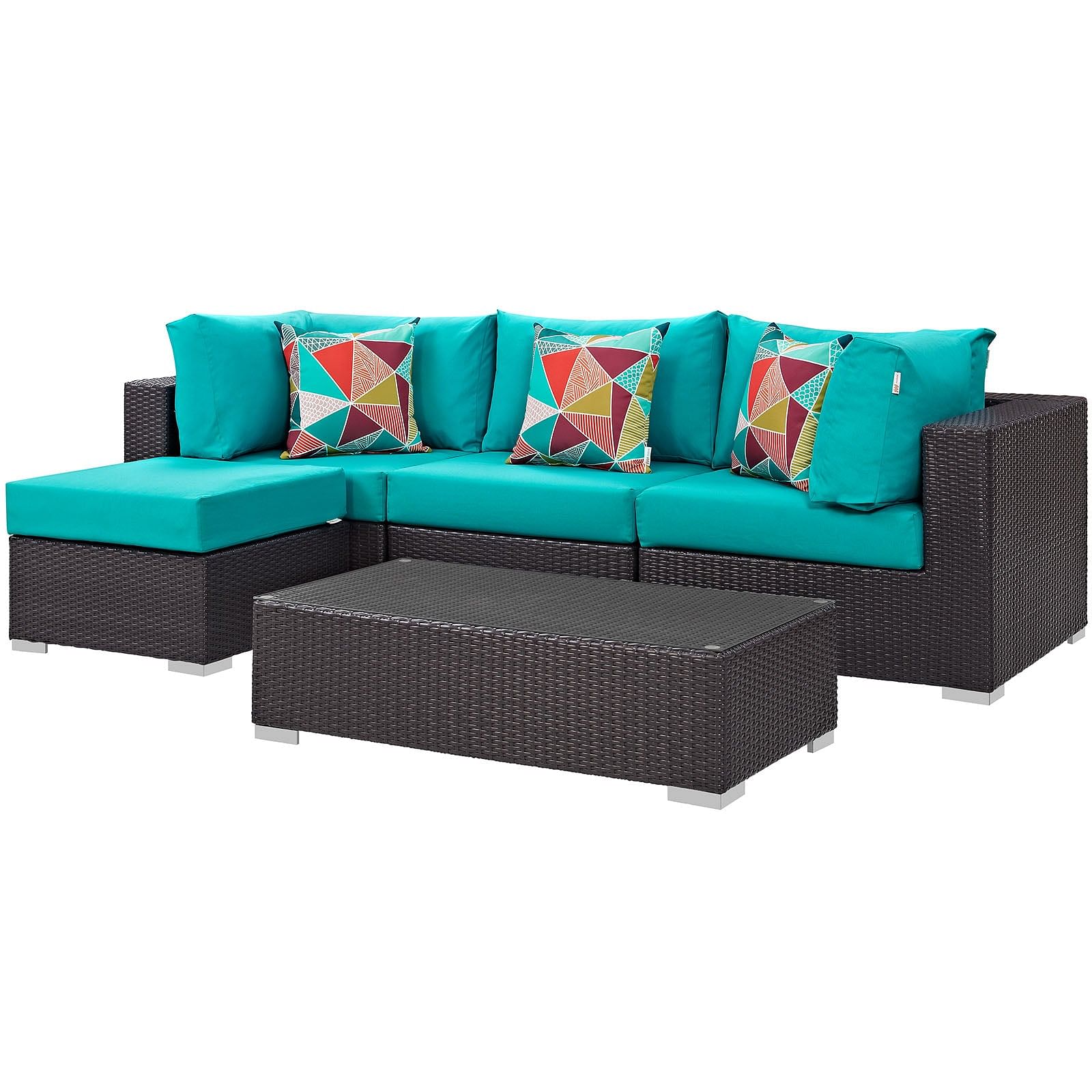 Convene 5 Piece Outdoor Patio Sectional Set