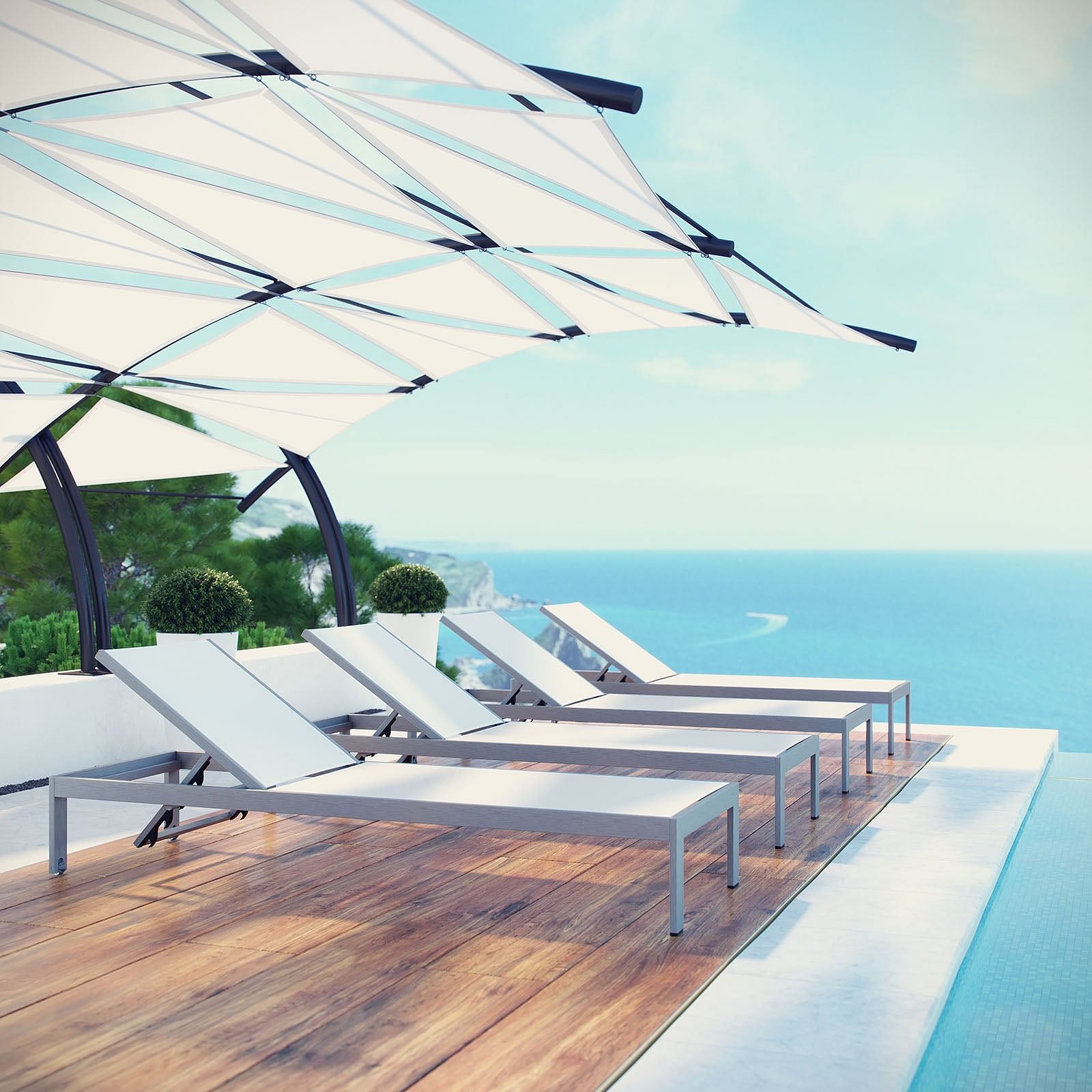 Shore Chaise Outdoor Patio Aluminum Set of 4