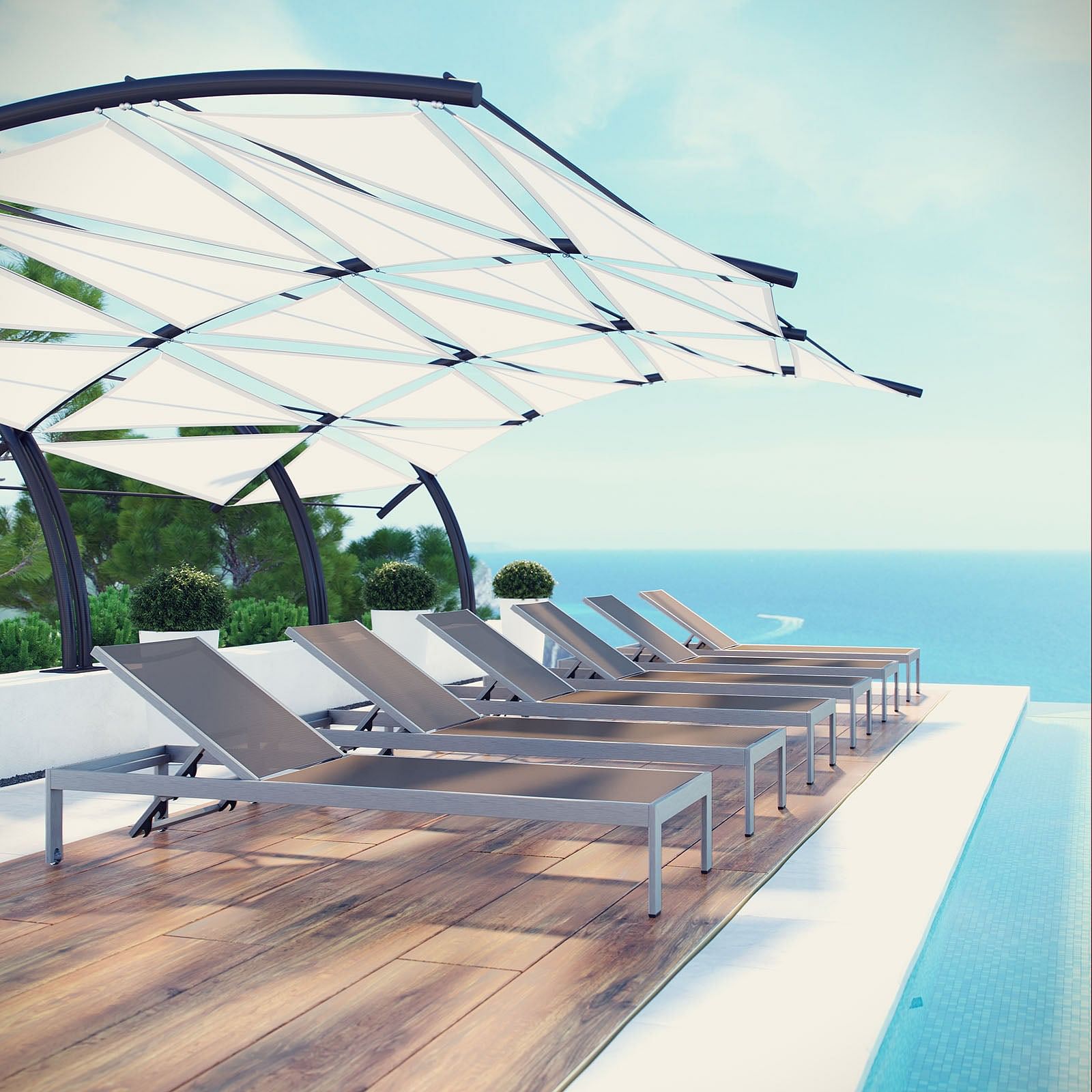 Shore Chaise Outdoor Patio Aluminum Set of 6