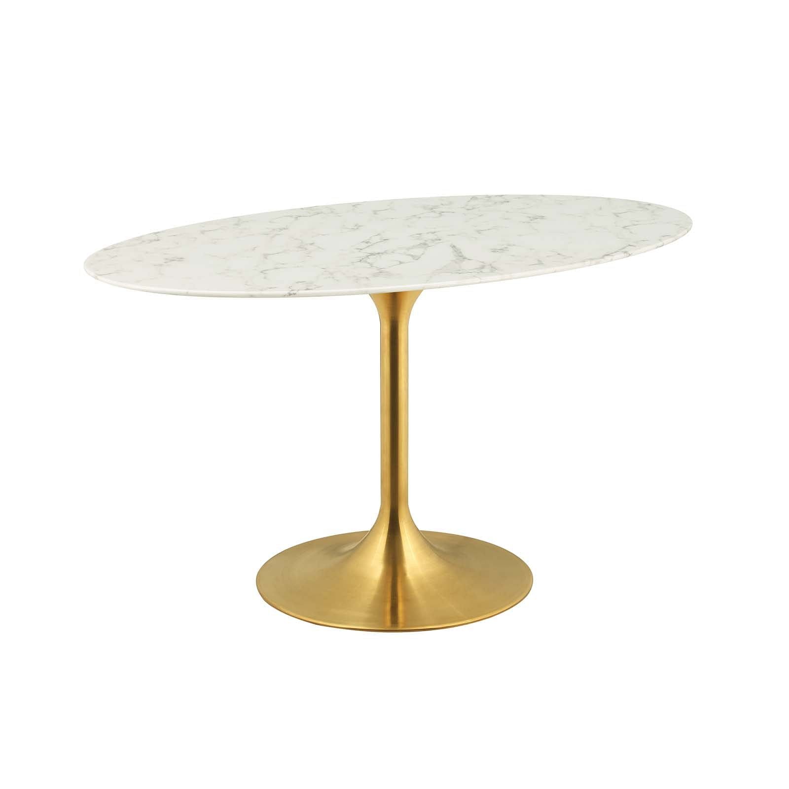 Lippa 54" Oval Artificial Marble Dining Table