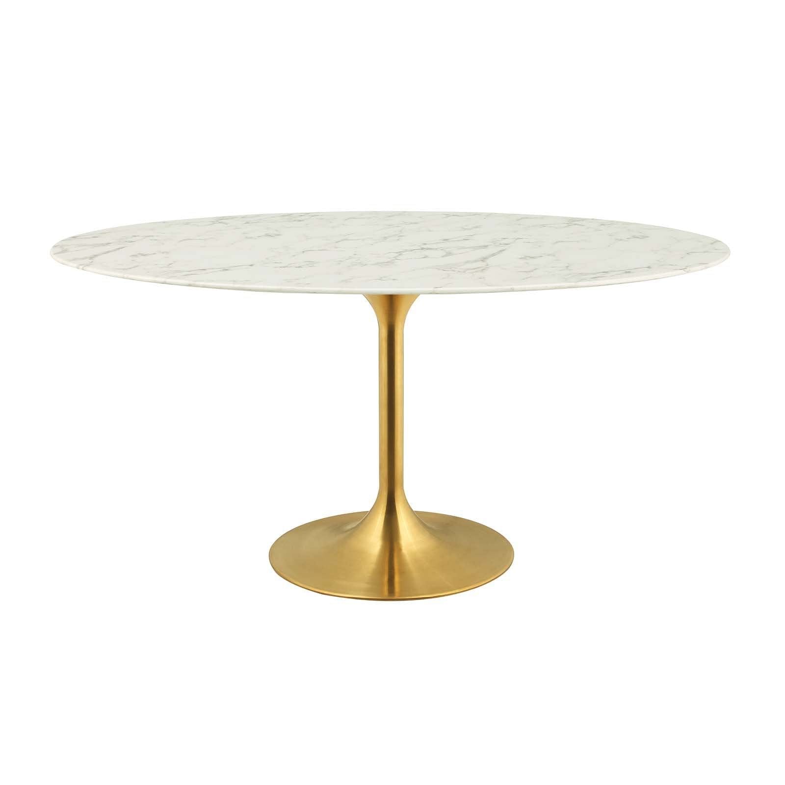 Lippa 60" Oval Artificial Marble Dining Table