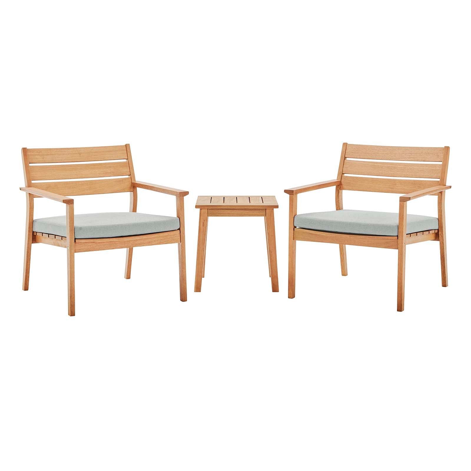 Breton 3 Piece Outdoor Patio Ash Wood Set