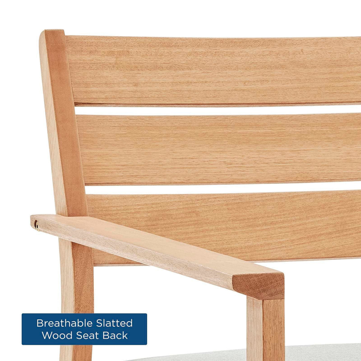 Breton Outdoor Patio Ash Wood Armchair Set of 2