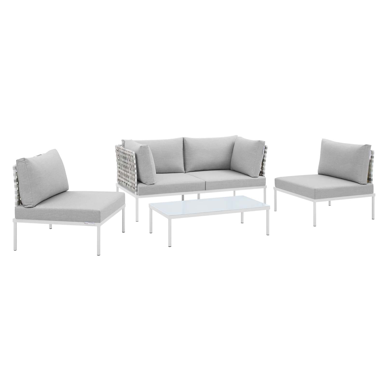 Harmony 4-Piece Sunbrella® Basket Weave Outdoor Patio Aluminum Seating Set