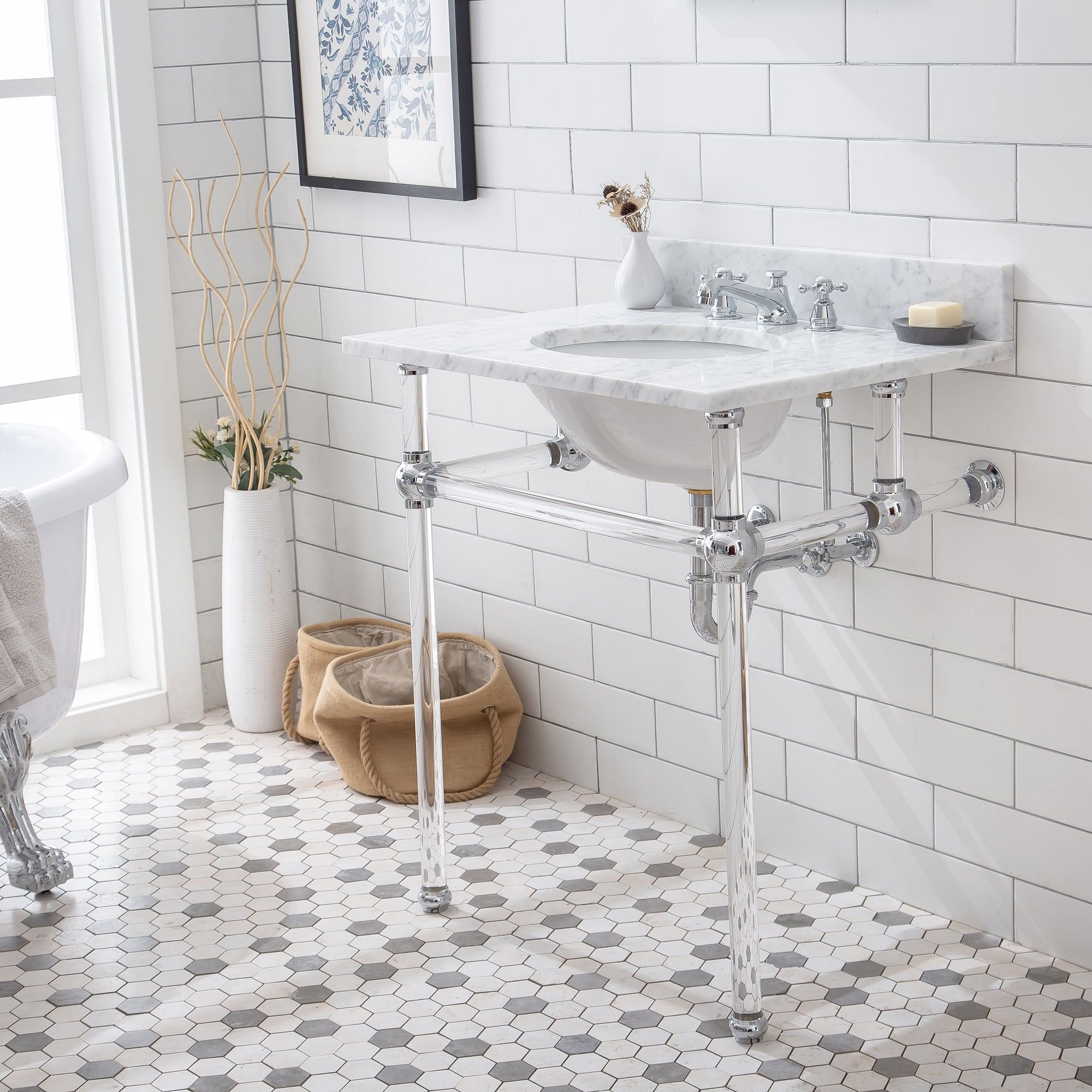 Empire 30 Inch Wide Single Wash Stand and P-Trap included in Chrome Finish