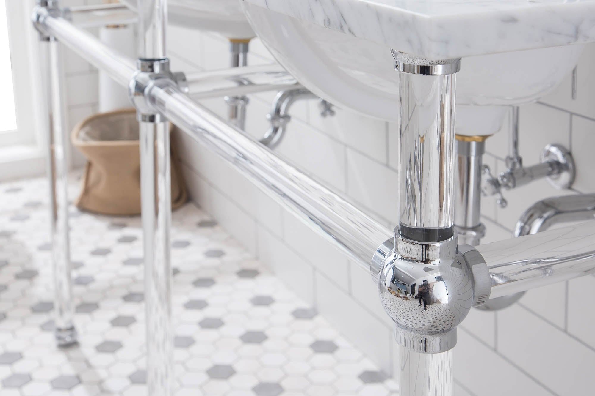 Empire 60 Inch Wide Double Wash Stand and P-Trap included in Chrome Finish