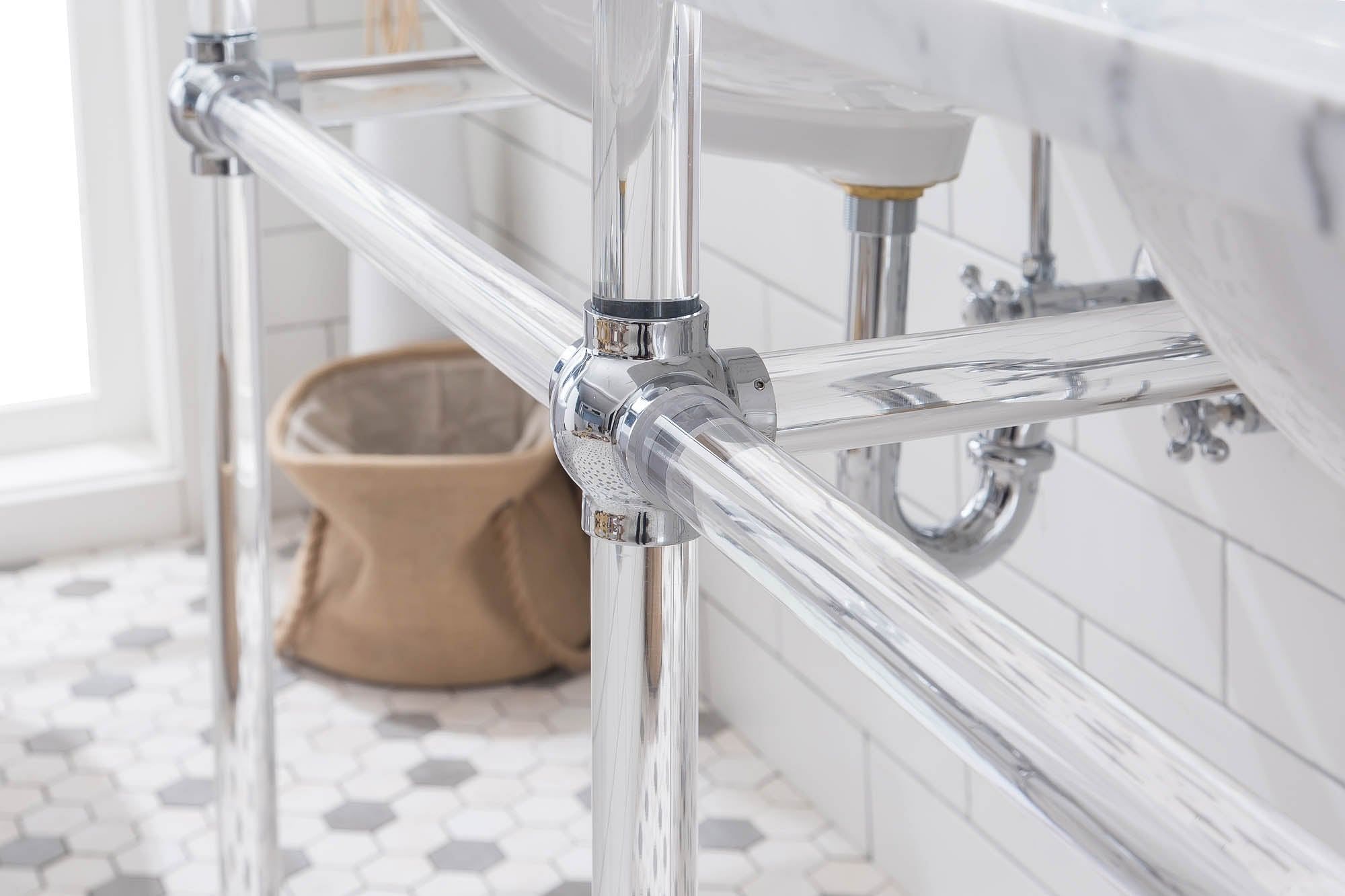 Empire 60 Inch Wide Double Wash Stand Only in Chrome Finish