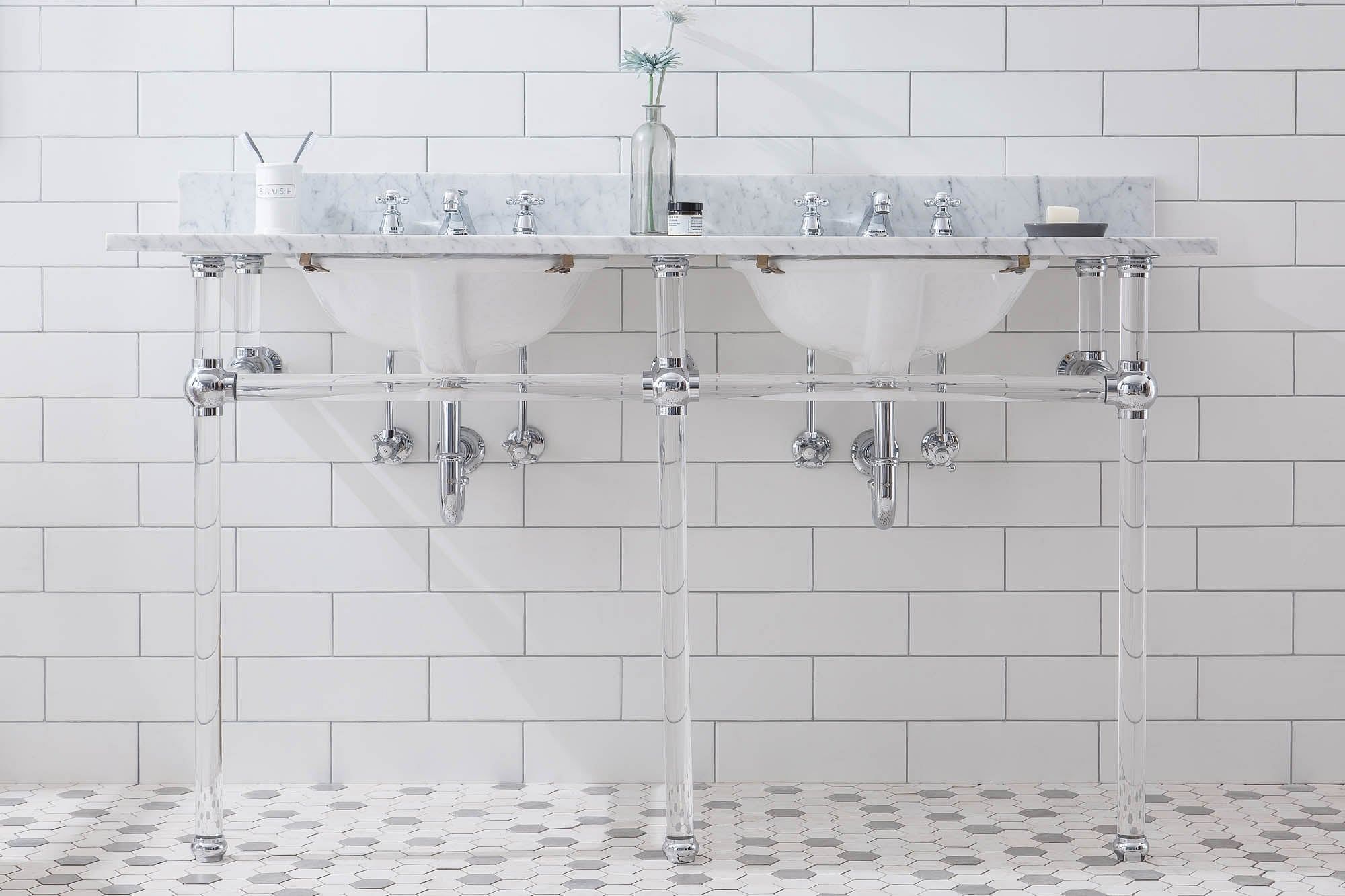 Empire 60 Inch Wide Double Wash Stand Only in Chrome Finish