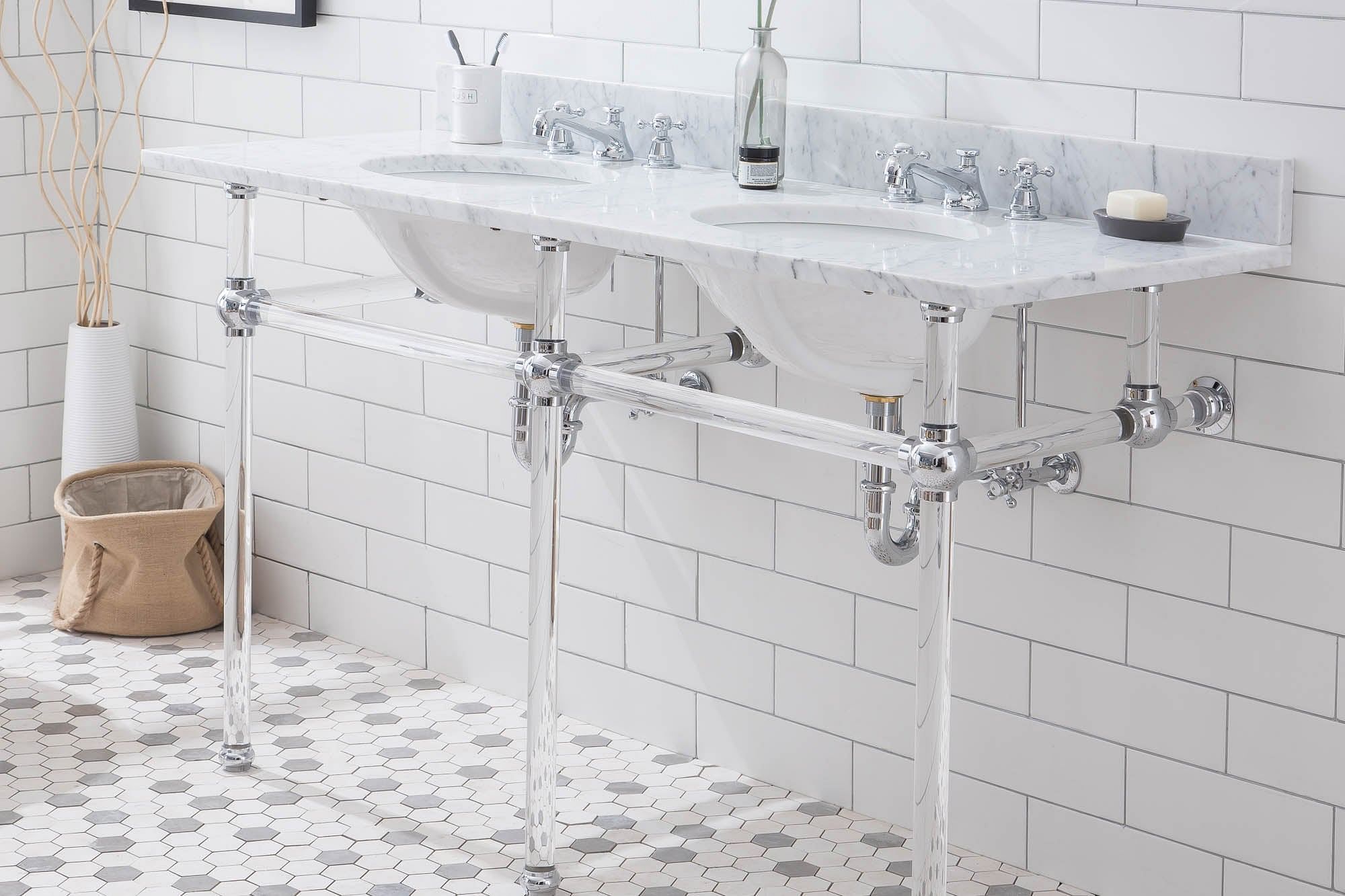 Empire 60 Inch Wide Double Wash Stand and P-Trap included in Chrome Finish