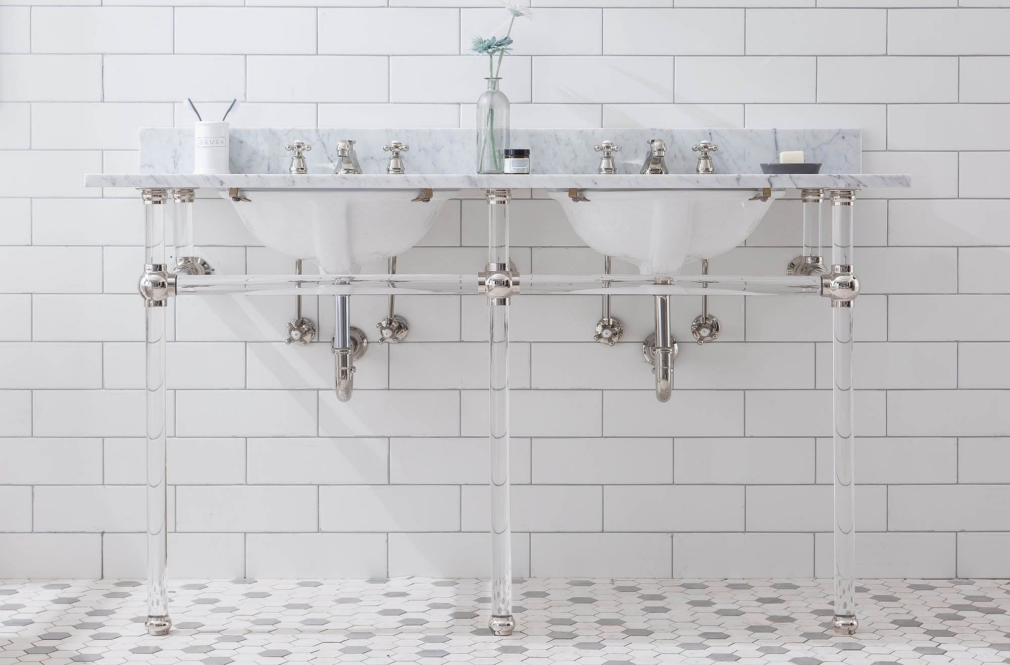 Empire 60 Inch Wide Double Wash Stand Only in Polished Nickel (PVD) Finish