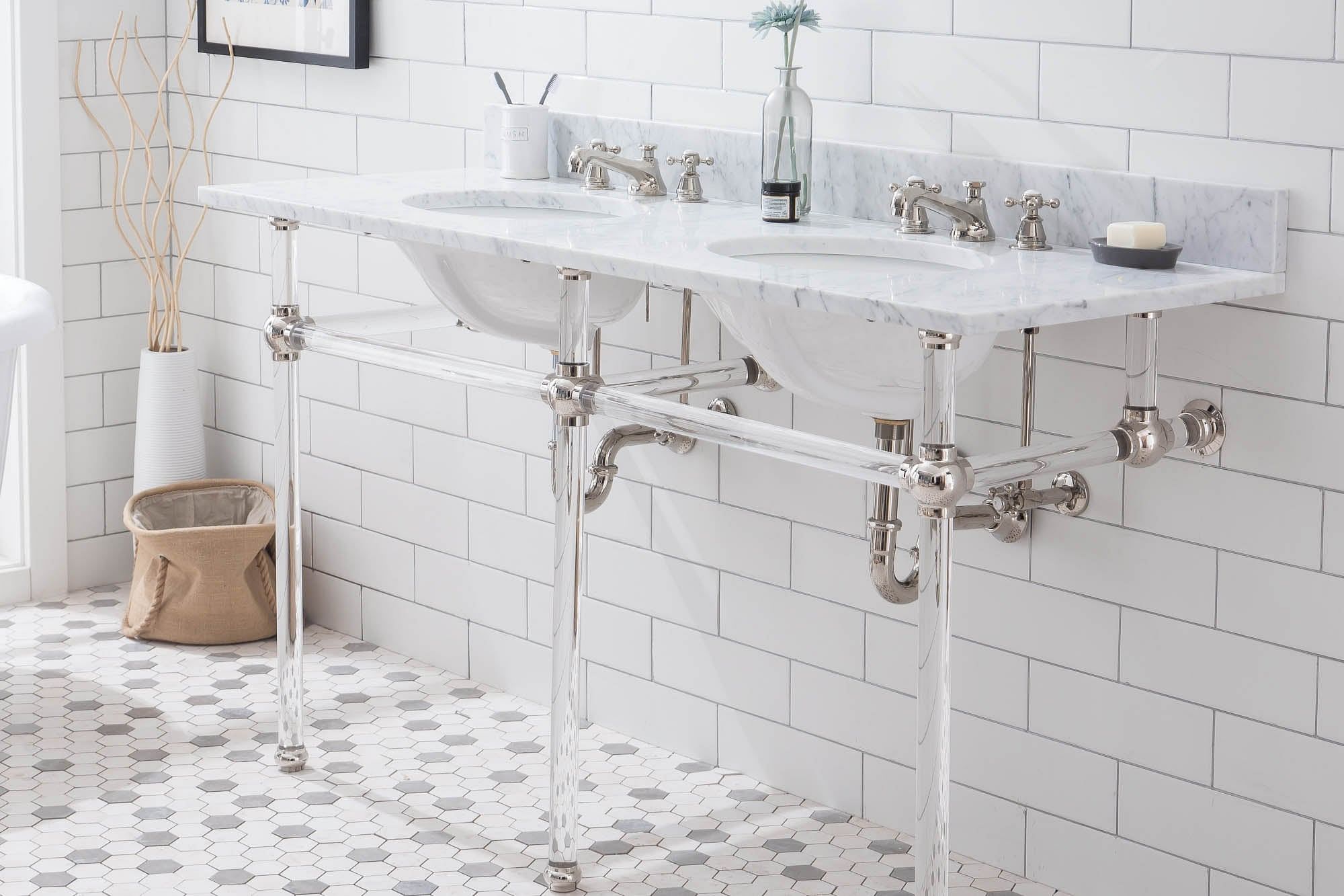 Empire 60 Inch Wide Double Wash Stand Only in Polished Nickel (PVD) Finish