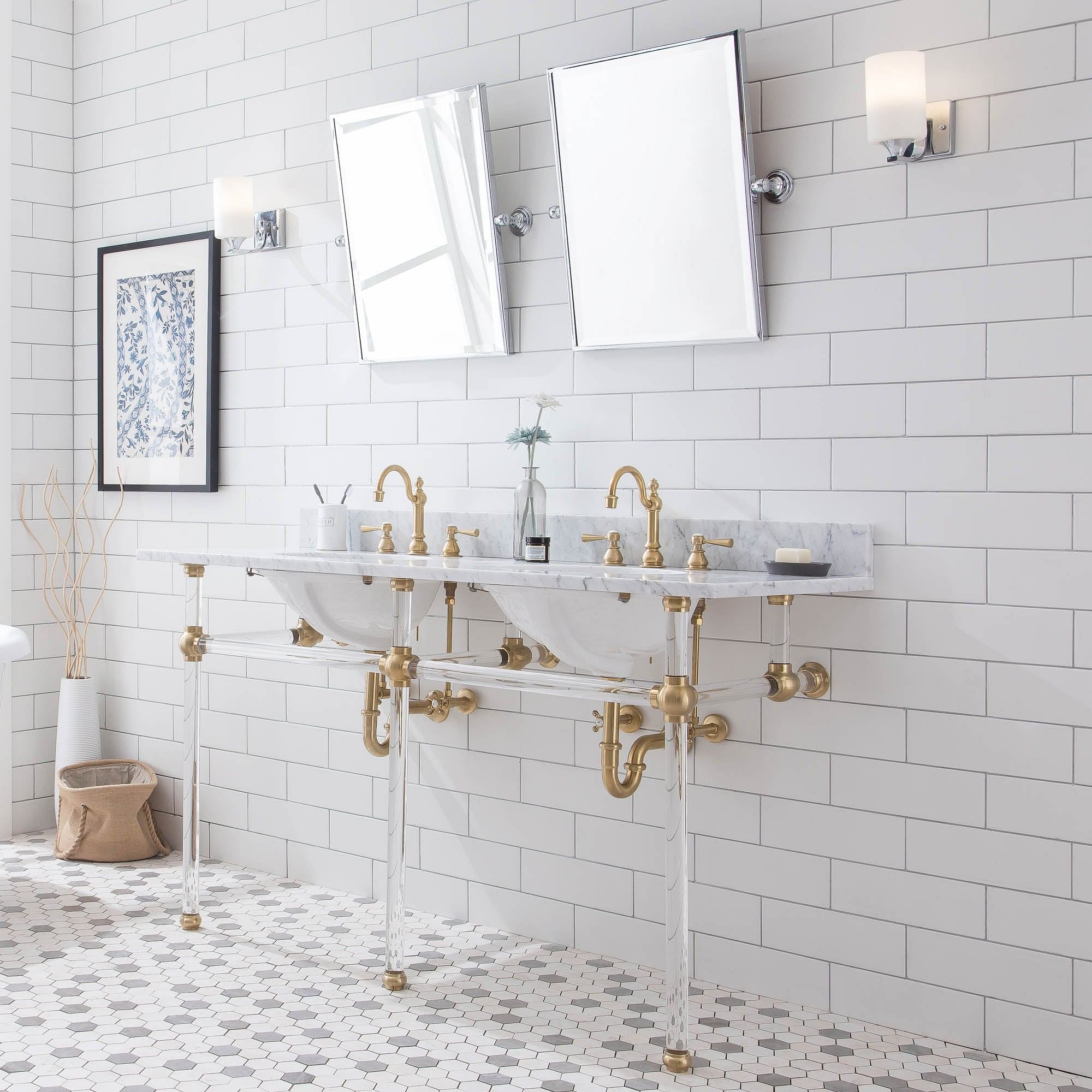 Empire 60 Inch Wide Double Wash Stand Only in Satin Gold Finish