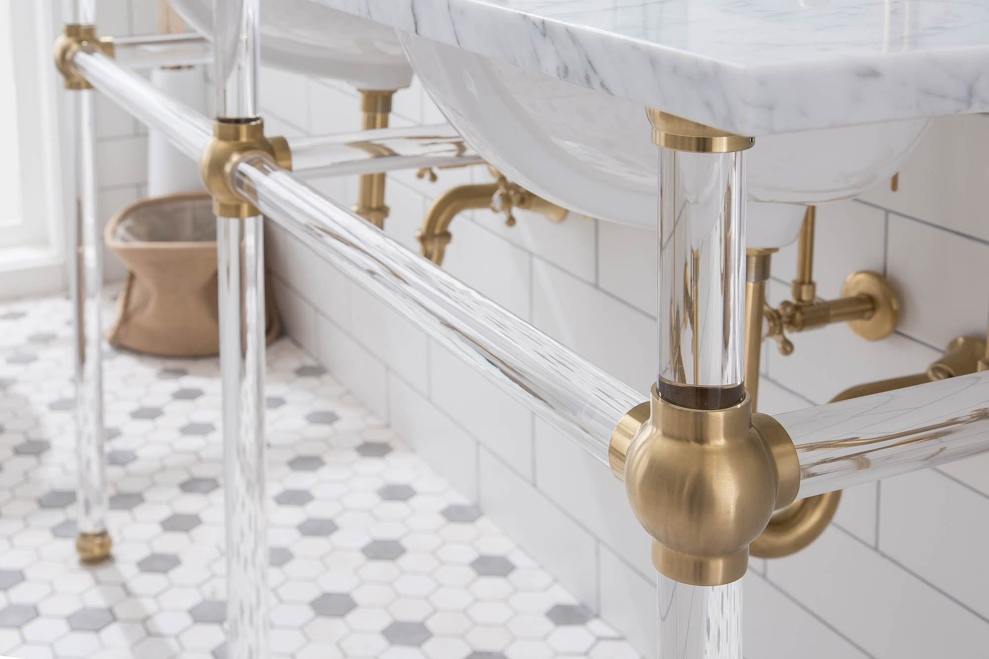 Empire 60 Inch Wide Double Wash Stand Only in Satin Gold Finish