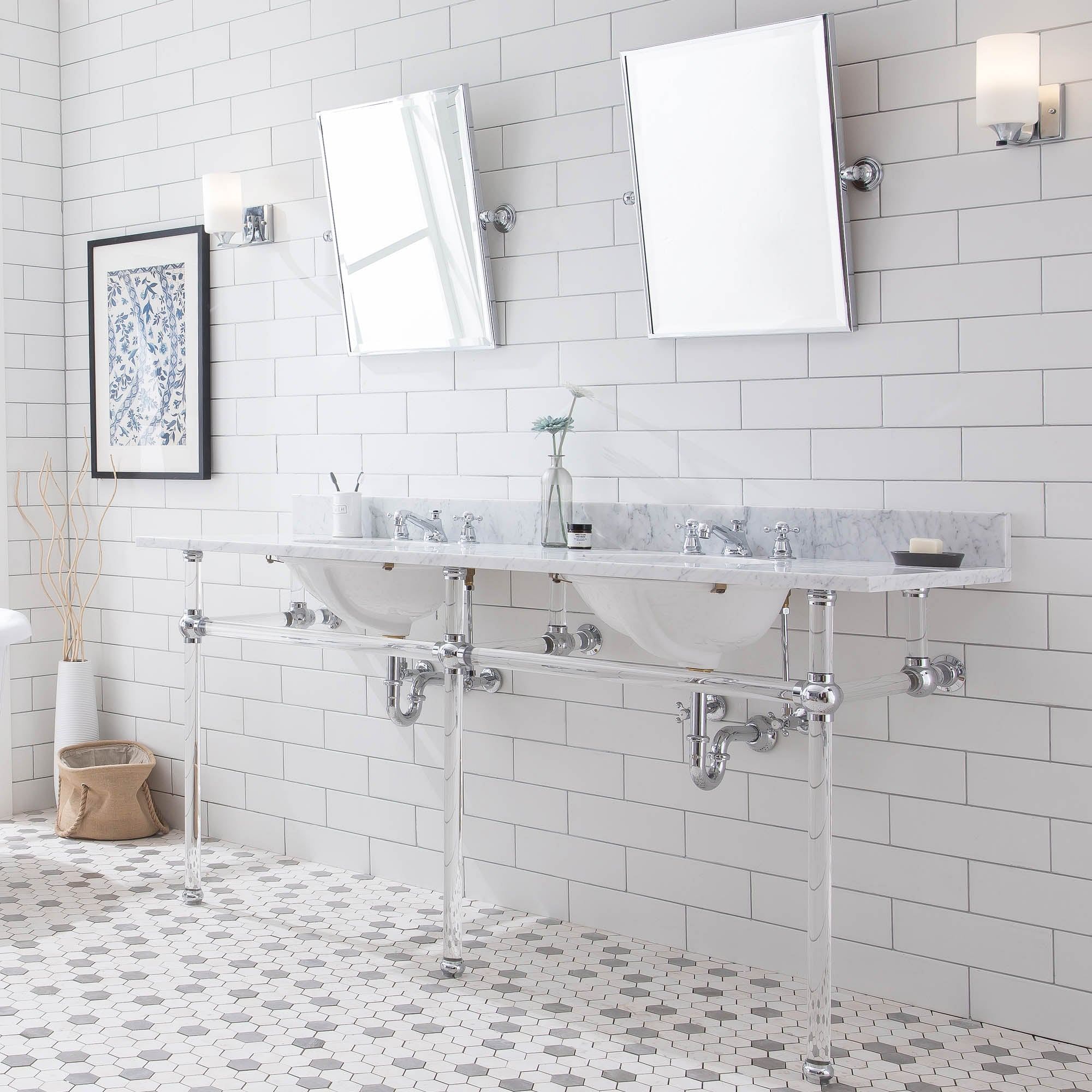 Empire 72 Inch Wide Double Wash Stand Only in Chrome Finish