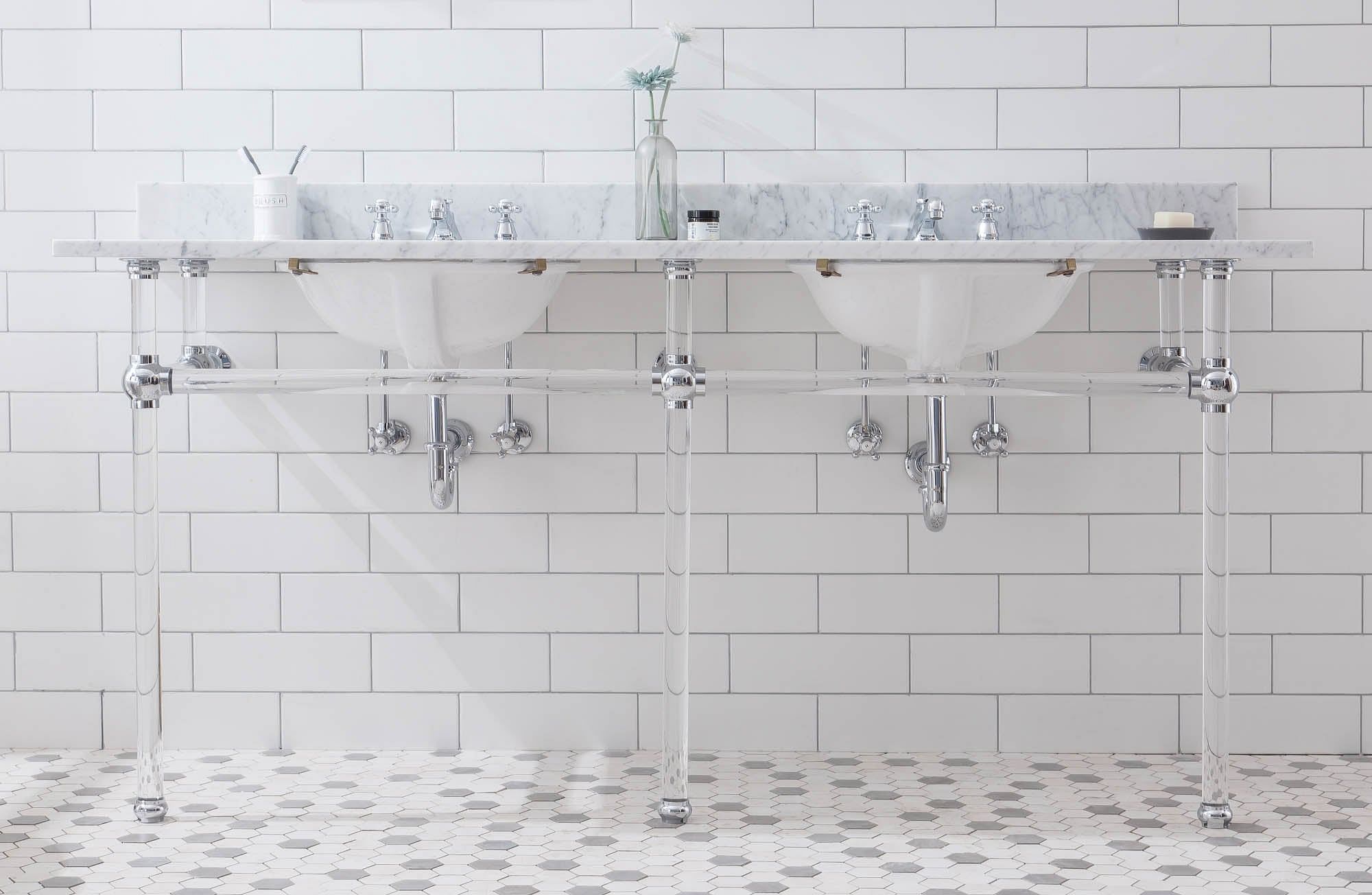 Empire 72 Inch Wide Double Wash Stand Only in Chrome Finish