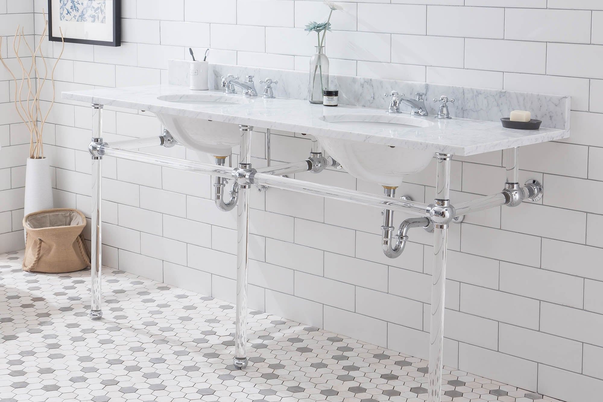 Empire 72 Inch Wide Double Wash Stand Only in Chrome Finish