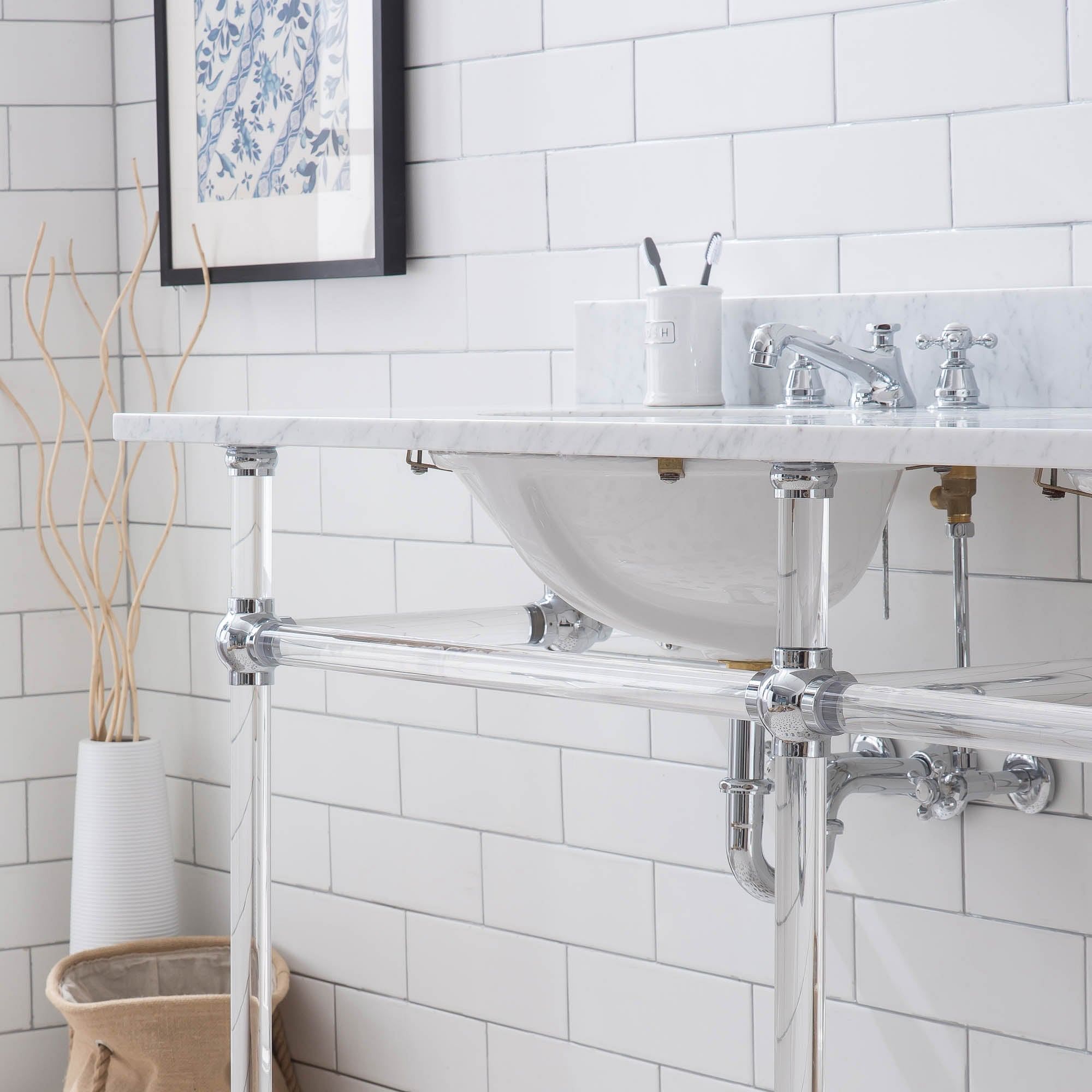 Empire 72 Inch Wide Double Wash Stand Only in Chrome Finish