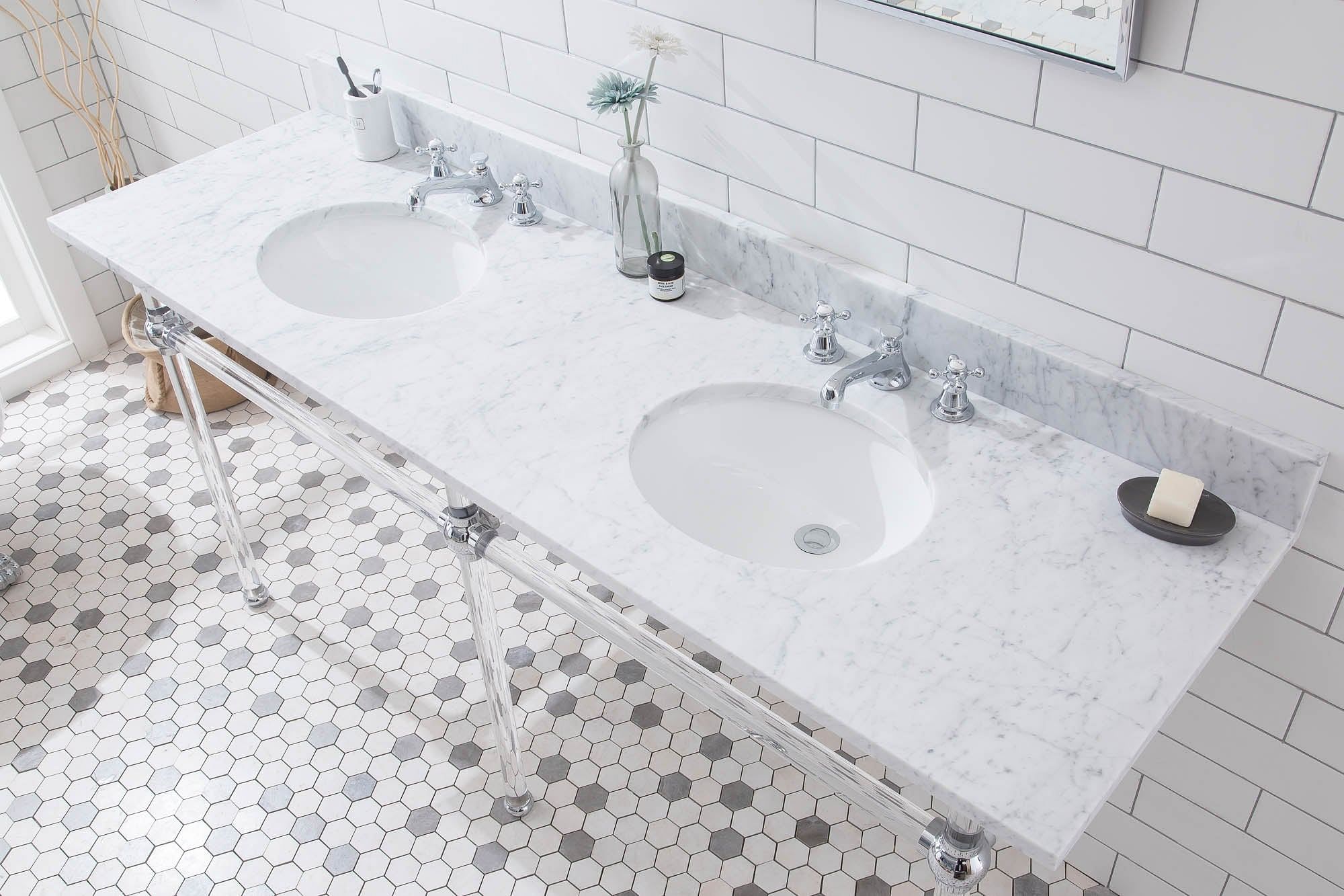 Empire 72 Inch Wide Double Wash Stand Only in Chrome Finish