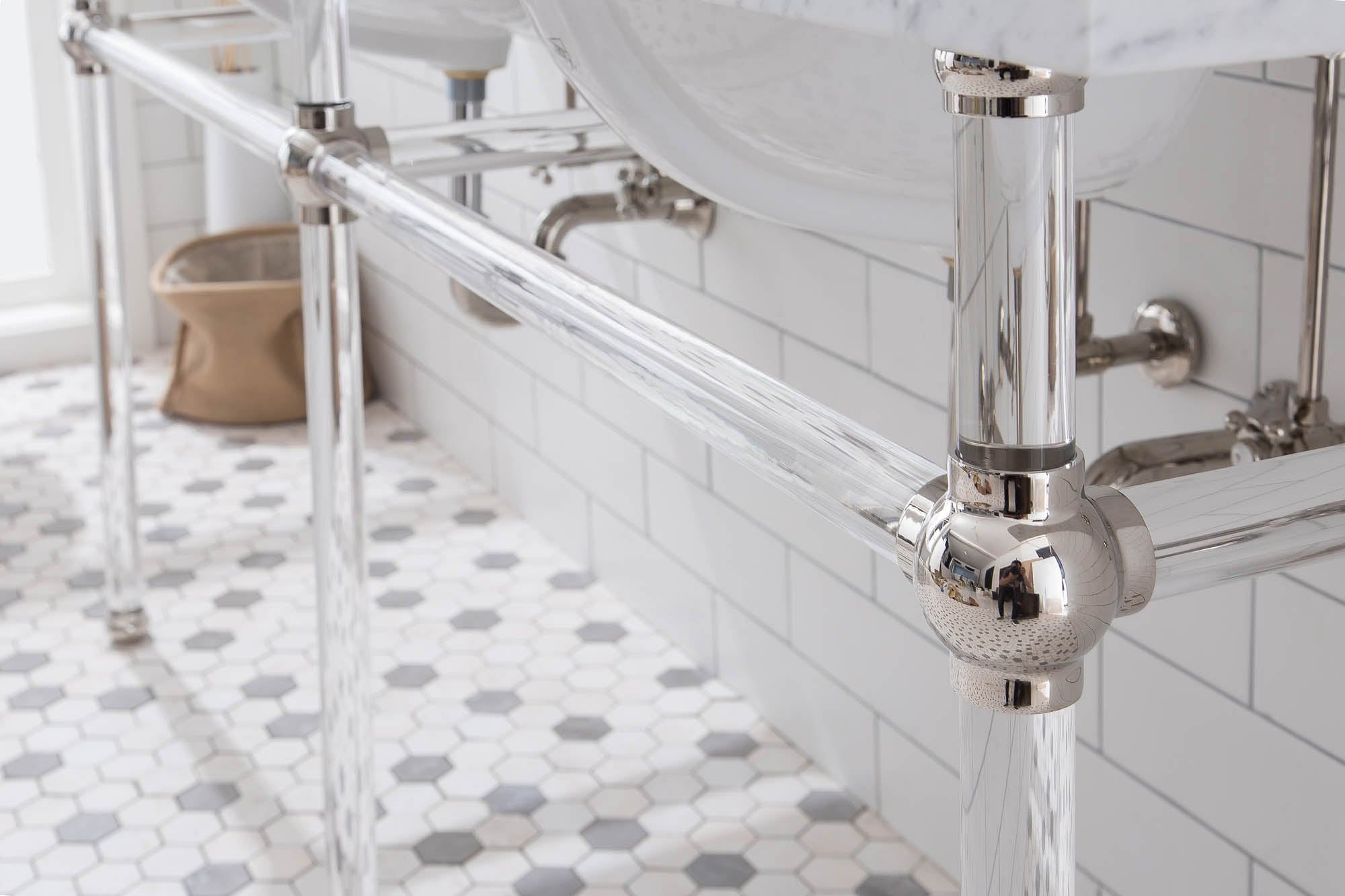 Empire 72 Inch Wide Double Wash Stand and P-Trap included in Polished Nickel (PVD) Finish