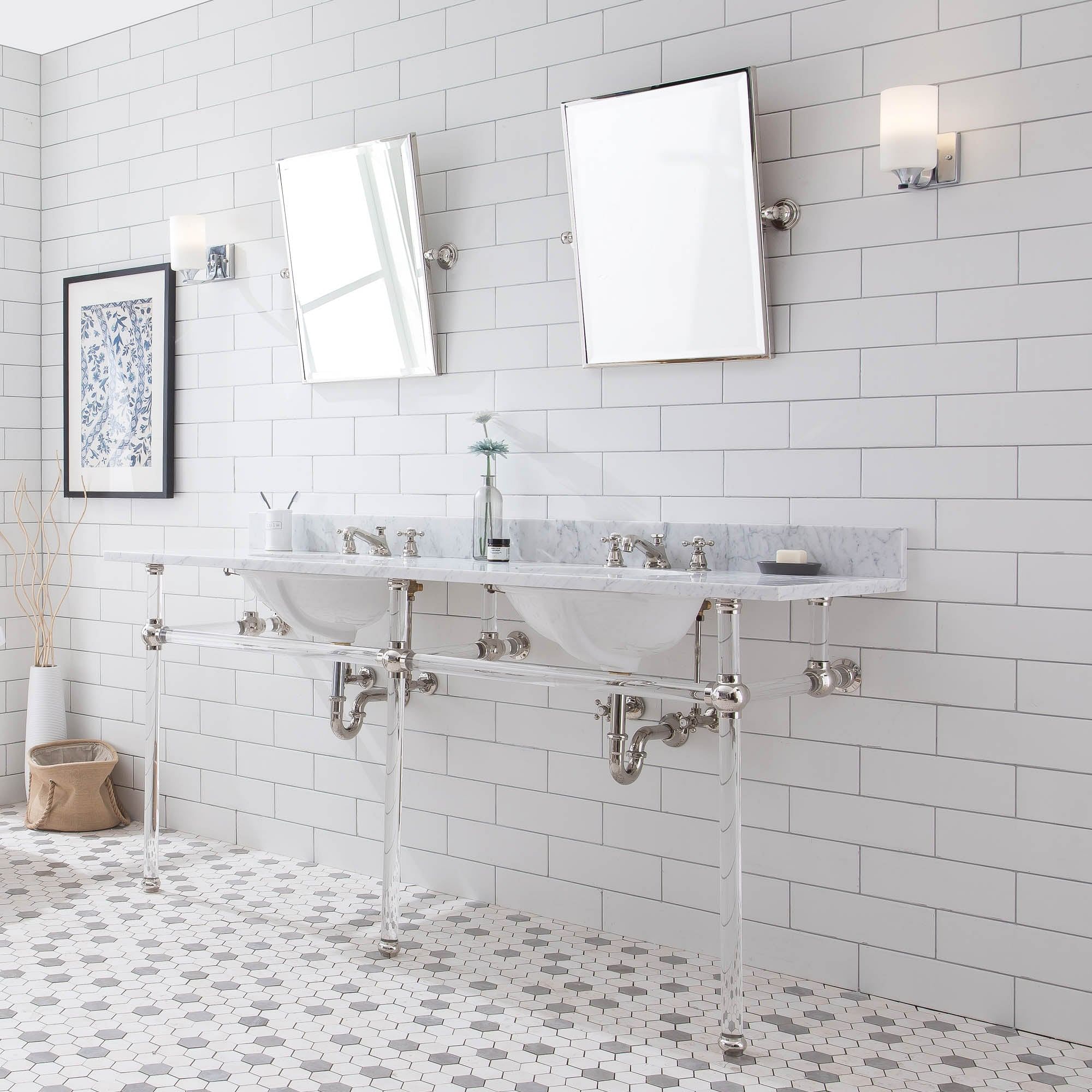 Empire 72 Inch Wide Double Wash Stand and P-Trap included in Polished Nickel (PVD) Finish