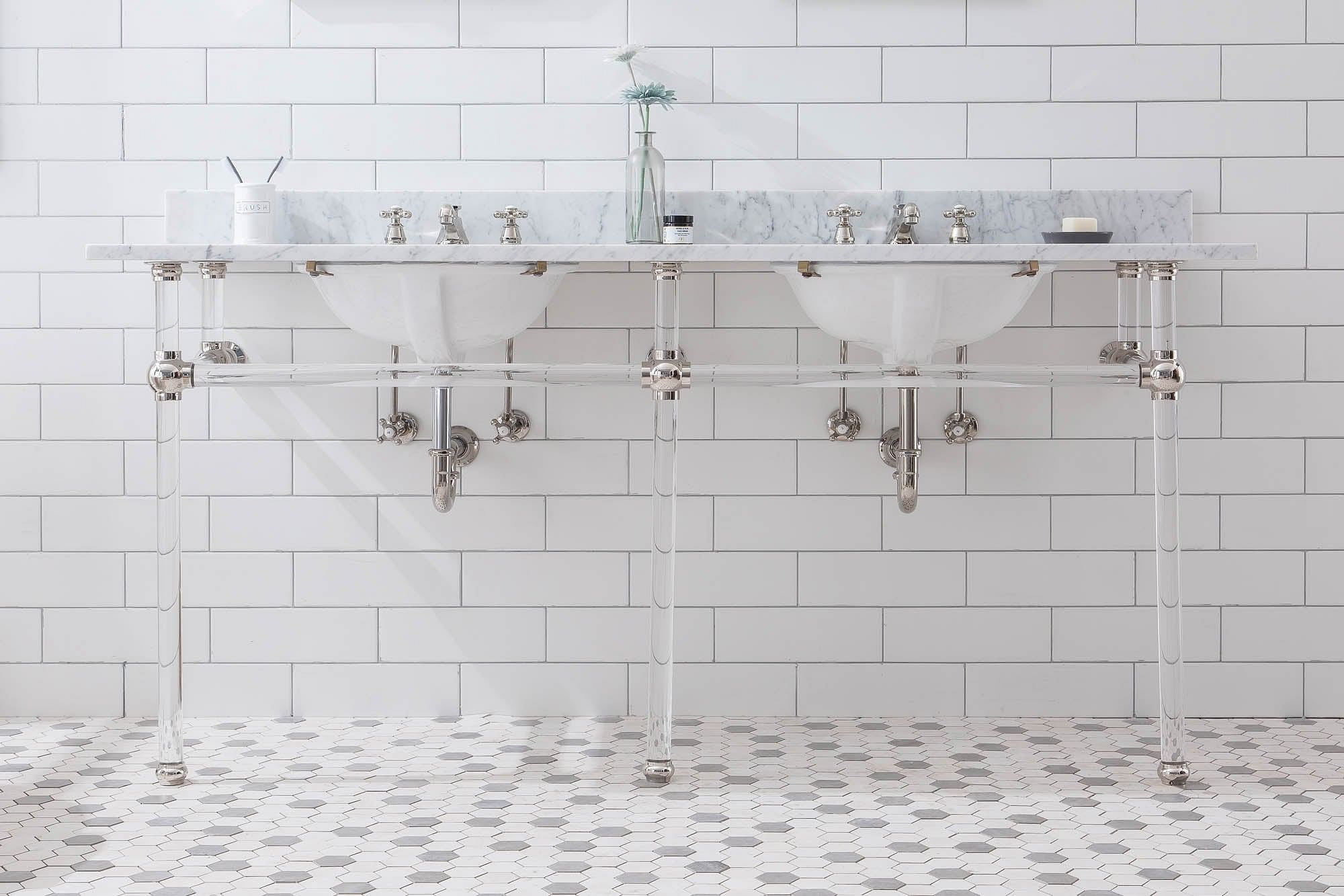 Empire 72 Inch Wide Double Wash Stand and P-Trap included in Polished Nickel (PVD) Finish